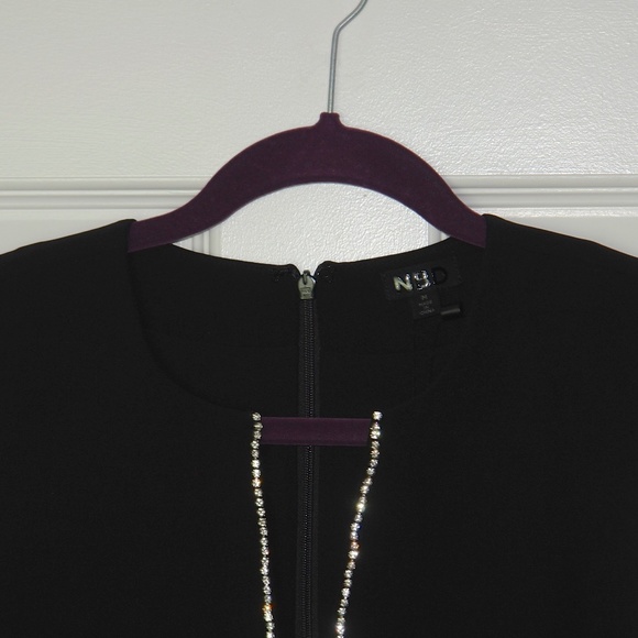 SOLD NWT NBD Phineas Black Sleevless Rhinestone Front Plunge Neck Mini Dress Med - Picture 5 of 11